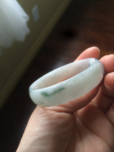 Load image into Gallery viewer, 52.5mm Certificated  Type A100% green/white thin Jadeite Jade bangle F10-1164