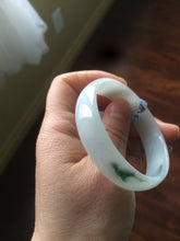Load image into Gallery viewer, 52.5mm Certificated  Type A100% green/white thin Jadeite Jade bangle F10-1164