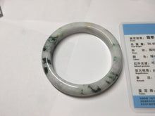 Load image into Gallery viewer, 57.7mm certified 100% natural green/purple/brown(Fu Lu SHOU) with green floating flowers jadeite jade bangle PD141-6311