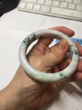Load image into Gallery viewer, 57.7mm certified 100% natural green/purple/brown(Fu Lu SHOU) with green floating flowers jadeite jade bangle PD141-6311