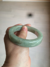 Load image into Gallery viewer, 59.5mm certified type A 100% Natural light green/gray chubby square style Jadeite Jade bangle AZ38-1505