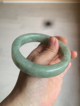 Load image into Gallery viewer, 59.5mm certified type A 100% Natural light green/gray chubby square style Jadeite Jade bangle AZ38-1505