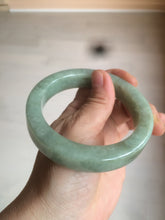 Load image into Gallery viewer, 59.5mm certified type A 100% Natural light green/gray chubby square style Jadeite Jade bangle AZ38-1505