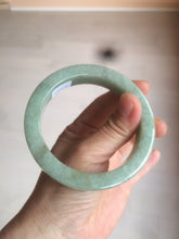 Load image into Gallery viewer, 59.5mm certified type A 100% Natural light green/gray chubby square style Jadeite Jade bangle AZ38-1505