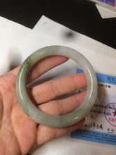 Load image into Gallery viewer, 56mm certified 100% natural type A light green/white chubby round cut jadeite jade bangle AK66-3498
