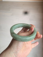 Load image into Gallery viewer, 59.5mm certified type A 100% Natural light green/gray chubby square style Jadeite Jade bangle AZ38-1505