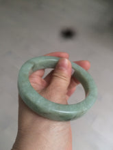 Load image into Gallery viewer, 59.5mm certified type A 100% Natural light green/gray chubby square style Jadeite Jade bangle AZ38-1505