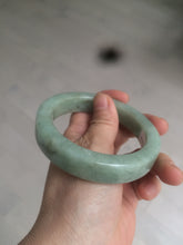 Load image into Gallery viewer, 59.5mm certified type A 100% Natural light green/gray chubby square style Jadeite Jade bangle AZ38-1505