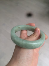 Load image into Gallery viewer, 59.5mm certified type A 100% Natural light green/gray chubby square style Jadeite Jade bangle AZ38-1505