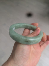 Load image into Gallery viewer, 59.5mm certified type A 100% Natural light green/gray chubby square style Jadeite Jade bangle AZ38-1505