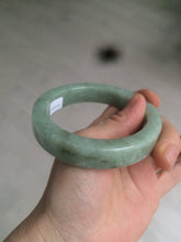 Load image into Gallery viewer, 59.5mm certified type A 100% Natural light green/gray chubby square style Jadeite Jade bangle AZ38-1505