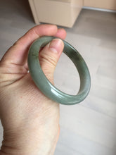 Load image into Gallery viewer, 55.8mm Certified 100% natural Type A oily dark green/gray/black jadeite jade bangle BN32-8086