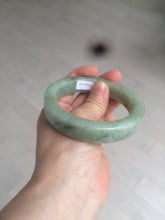 Load image into Gallery viewer, 59.5mm certified type A 100% Natural light green/gray chubby square style Jadeite Jade bangle AZ38-1505