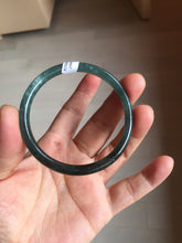 Load image into Gallery viewer, 54.5mm Certified Type A 100% Natural dark green/blue/gray Guatemala slim round cut Jadeite bangle PD180-2494