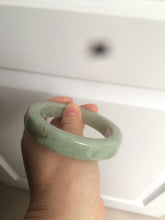 Load image into Gallery viewer, 59.5mm certified type A 100% Natural light green/gray chubby square style Jadeite Jade bangle AZ38-1505
