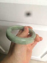 Load image into Gallery viewer, 59.5mm certified type A 100% Natural light green/gray chubby square style Jadeite Jade bangle AZ38-1505