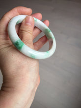 Load image into Gallery viewer, 57mm Certified Type A 100% Natural sunny green/white(白底青) Jadeite Jade bangle AY91-2805