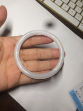 Load image into Gallery viewer, 56.7mm certified 100% natural type A light purple/white slim round cut jadeite jade bangle AE61-0916