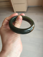 Load image into Gallery viewer, 52.3mm 100% Natural dark green yellow nephrite Jade bangle(河磨玉) HE103
