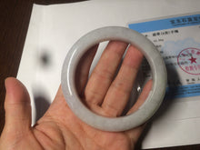 Load image into Gallery viewer, 58.2mm certified type A 100% Natural light green/white/purple jadeite jade bangle AE63-6538