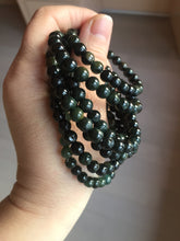 Load image into Gallery viewer, 5.5-6mm 100% natural type A dark green/black jadeite jade beads bracelet group BL132