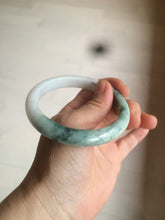 Load image into Gallery viewer, 58.8mm certified 100% Natural green/white with green floating flowers Jadeite Jade bangle AZ37-4365