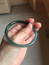 Load image into Gallery viewer, 58mm Certified Type A 100% Natural dark green/blue/gray Guatemala slim round cut Jadeite bangle PD179-2482