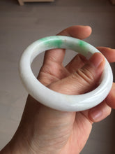 Load image into Gallery viewer, 58mm Certified Type A 100% Natural sunny green/white(白底青) Jadeite Jade bangle AM100-2810