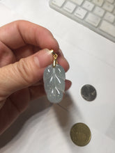 Load image into Gallery viewer, 100% natural type A icy watery light green blue gray Guatemala jadeite leaf pendant PD6