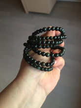 Load image into Gallery viewer, 5.5-6mm 100% natural type A dark green/black jadeite jade beads bracelet group BL132