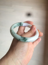 Load image into Gallery viewer, 58.8mm certified 100% Natural green/white with green floating flowers Jadeite Jade bangle AZ37-4365