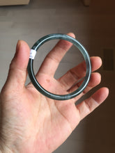 Load image into Gallery viewer, 58mm Certified Type A 100% Natural dark green/blue/gray Guatemala slim round cut Jadeite bangle PD179-2482