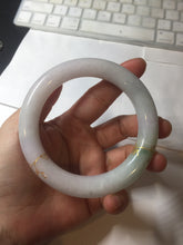 Load image into Gallery viewer, 59.2mm Certified 100% Natural type A light green/purple carved and golden-painted chubby round cut Jadeite Jade bangle PA174-(8571)