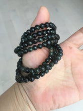 Load image into Gallery viewer, 5.5-6mm 100% natural type A dark green/black jadeite jade beads bracelet group BL132