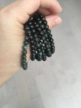 Load image into Gallery viewer, 5.5-6mm 100% natural type A dark green/black jadeite jade beads bracelet group BL132