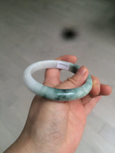 Load image into Gallery viewer, 58.8mm certified 100% Natural green/white with green floating flowers Jadeite Jade bangle AZ37-4365