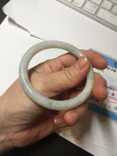 Load image into Gallery viewer, 53.5mm certified 100% natural Type A light green/white/ round cut jadeite jade bangle BS10-9563