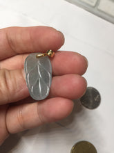 Load image into Gallery viewer, 100% natural type A icy watery light green blue gray Guatemala jadeite leaf pendant PD6