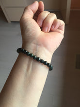 Load image into Gallery viewer, 5.5-6mm 100% natural type A dark green/black jadeite jade beads bracelet group BL132