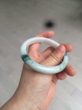 Load image into Gallery viewer, 58.8mm certified 100% Natural green/white with green floating flowers Jadeite Jade bangle AZ37-4365