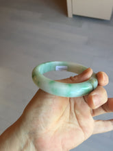 Load image into Gallery viewer, 55.8mm certified type A 100% Natural sunny green white flying flowers jadeite jade bangle AX129-5234