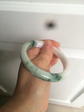 Load image into Gallery viewer, 58.8mm certified 100% Natural green/white with green floating flowers Jadeite Jade bangle AZ37-4365