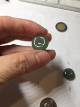 Load image into Gallery viewer, 14-15mm Type A 100% Natural dark green black gray(老油青) Jadeite Safety Guardian Button donuts pendant PD198