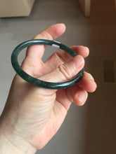 Load image into Gallery viewer, 61mm Certified Type A 100% Natural dark green/blue/gray Guatemala slim round cut Jadeite bangle PD176-2495