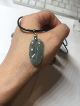 Load image into Gallery viewer, 100% natural type A icy watery light green gray Guatemala jadeite leaf pendant PD7
