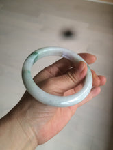 Load image into Gallery viewer, 60.6mm certified 100% Natural green/white with green floating flowers Jadeite Jade bangle AZ36-4373