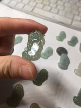 Load image into Gallery viewer, 100% natural type A icy watery jadeite green/yellow/white 3D PiXiu(貔貅) Feng Shui Wealth Attractor with Wealth Pool pendant group necklace PD8