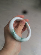 Load image into Gallery viewer, 60.6mm certified 100% Natural green/white with green floating flowers Jadeite Jade bangle AZ36-4373
