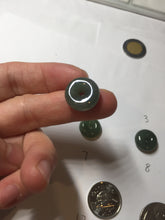 Load image into Gallery viewer, 14-15mm Type A 100% Natural dark green black gray(老油青) Jadeite Safety Guardian Button donuts pendant PD198