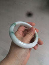 Load image into Gallery viewer, 60.6mm certified 100% Natural green/white with green floating flowers Jadeite Jade bangle AZ36-4373